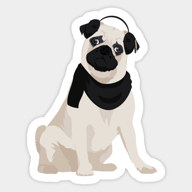 Winter Pug Dog T-Shirt for Dog Lovers Sticker by riin92